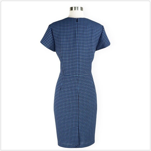 Robert Graham Blue Diana Check Print Short Sleeve Fitted Sheath Dress NWT New 10 - Picture 5 of 7